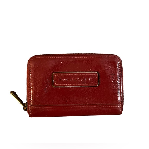 Longchamp Leather Wristlet Wallet Dark Red Zipper Closure 5 X 3 1/2 Inches - Picture 7 of 8